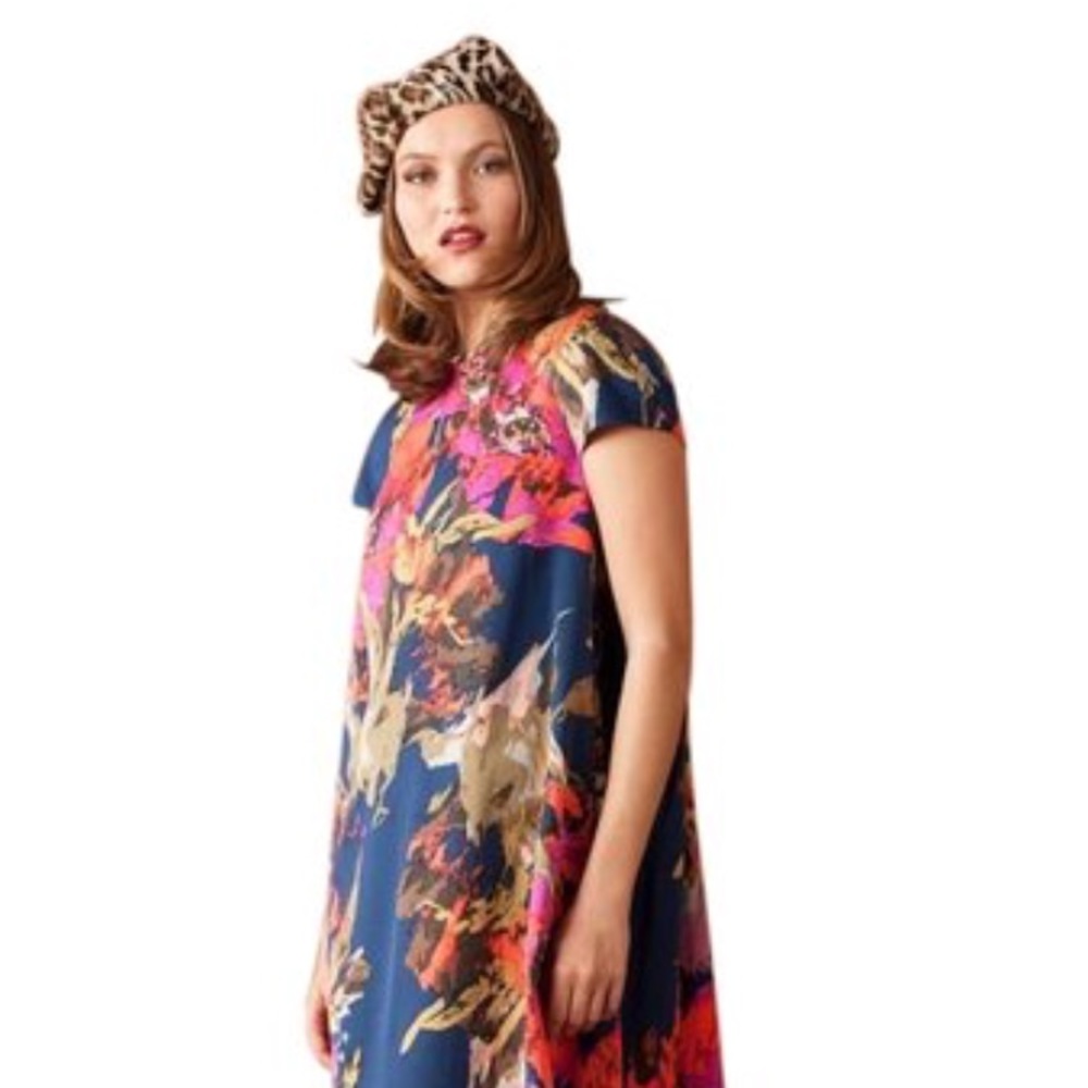 Water color floral print dress